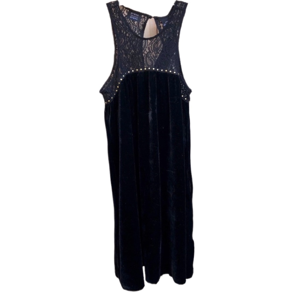 Press Dress Nordstrom Black Velvet Lace Sleeveless Dress Size S
